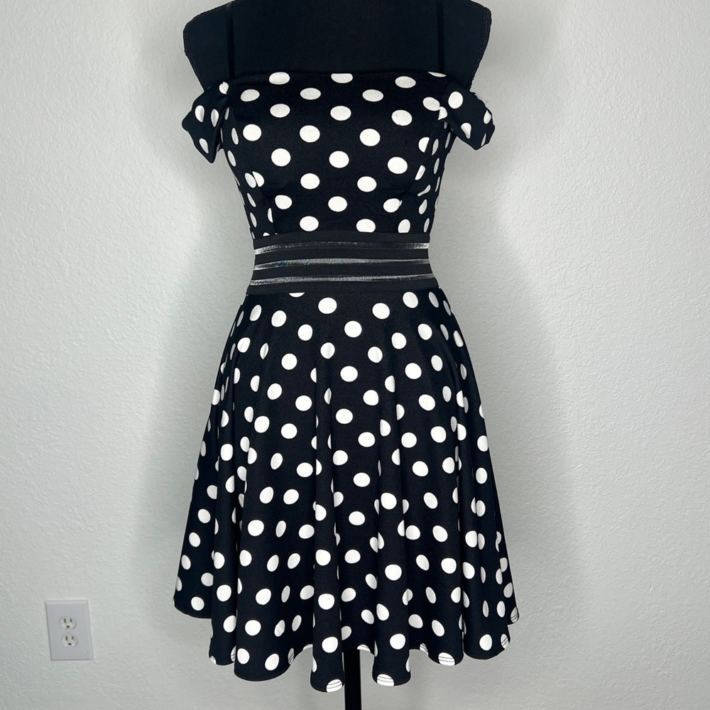 B Darlin Black and White Polka Dot Mini Dress